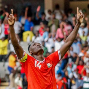 NAIROBI, KENYA -SEPTEMBER 9: Kenya's skipper Michael Ogada Olunga reacts after scoring a penalty against Seychelles during the 2026 FIFA World Cup Qualifiers at Kasarani National Stadium on Tuesday, September 9, 2025. (Photo by Samwel Ogor/Tukio Images)
